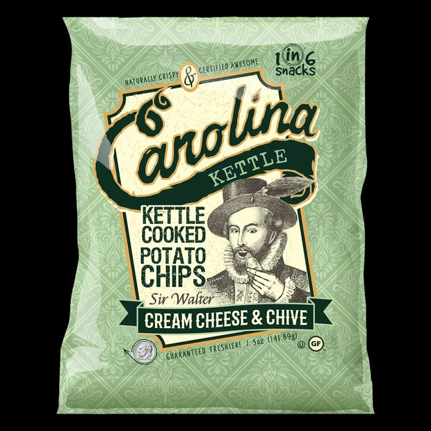 Carolina Kettle Sir Walter Cream Cheese and Chive Chips Case (14 Bags)