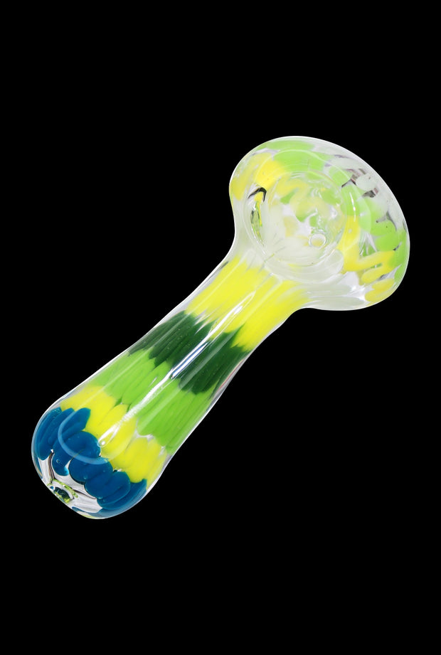 Valiant Fancy Multi-Colour Striped Glass Spoon Pipe - 5 in.