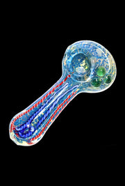 Valiant Fancy Multi-Colour Striped Glass Spoon Pipe - 5 in.