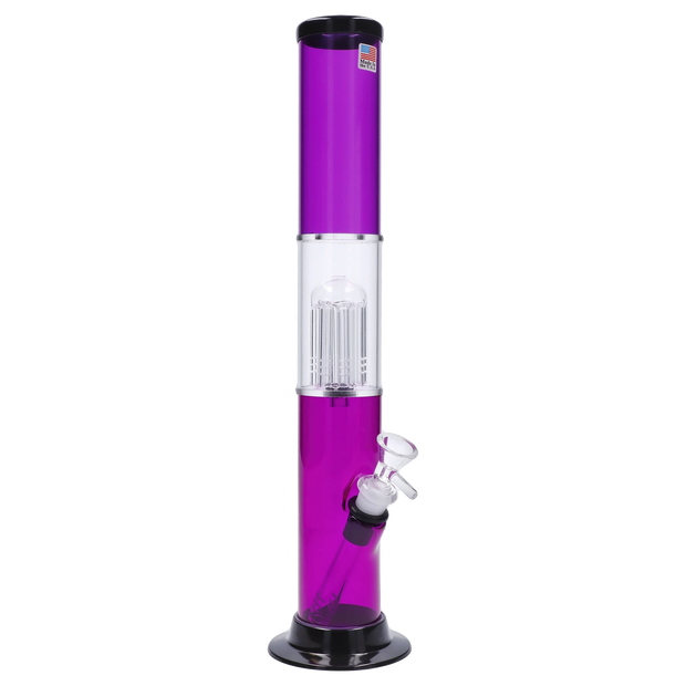 JM Plastics Straight Tube with Glass Perc Acrylic Water Pipe
