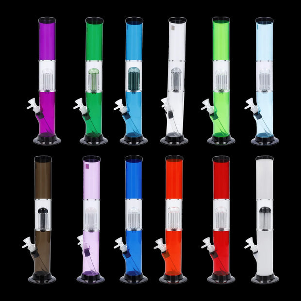 JM Plastics Straight Tube with Glass Perc Acrylic Water Pipe