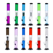 JM Plastics Straight Tube with Glass Perc Acrylic Water Pipe