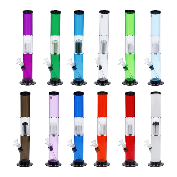 JM Plastics Straight Tube with Glass Perc Acrylic Water Pipe