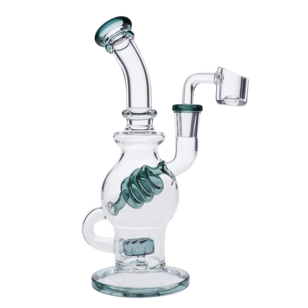 Water Pipe Flat Base w/Quartz-Teal-10 in