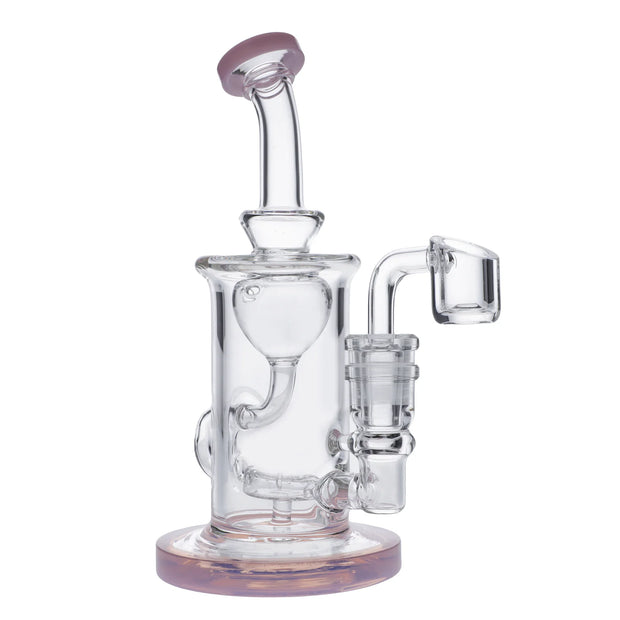 Bent Neck Water Pipe w/Bowl & Quartz-Milky Pink-7in(RCL-S-026MP)
