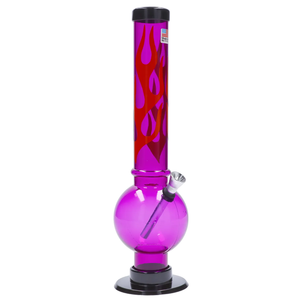 JM Plastics Flame Bubble Base Acrylic Water Pipe - 12 in.