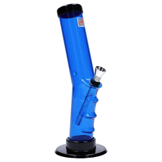 JM Plastics Bent Neck Straight Tube with Grip Acrylic Water Pipe - 9 in.