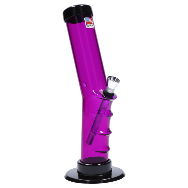 JM Plastics Bent Neck Straight Tube with Grip Acrylic Water Pipe - 9 in.