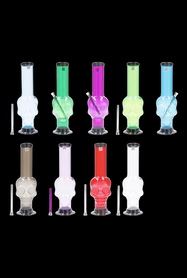 JM Plastics Large Skull Base with Carb Hole Acrylic Water Pipe - 12 in.