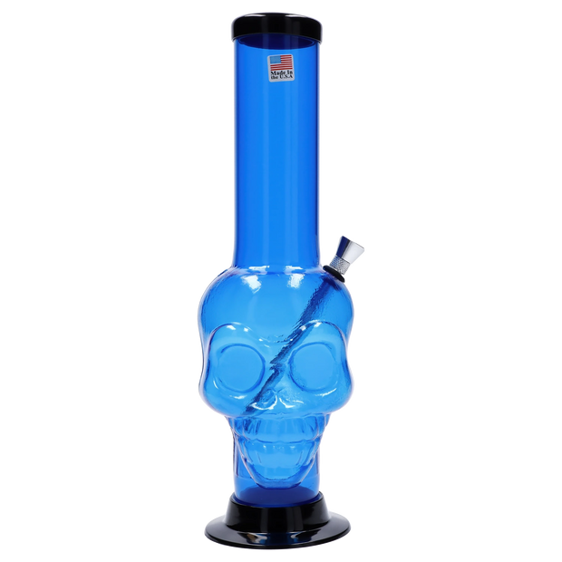 JM Plastics Large Skull Base with Carb Hole Acrylic Water Pipe - 12 in.