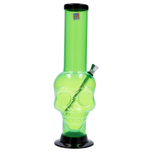 JM Plastics Large Skull Base with Carb Hole Acrylic Water Pipe - 12 in.