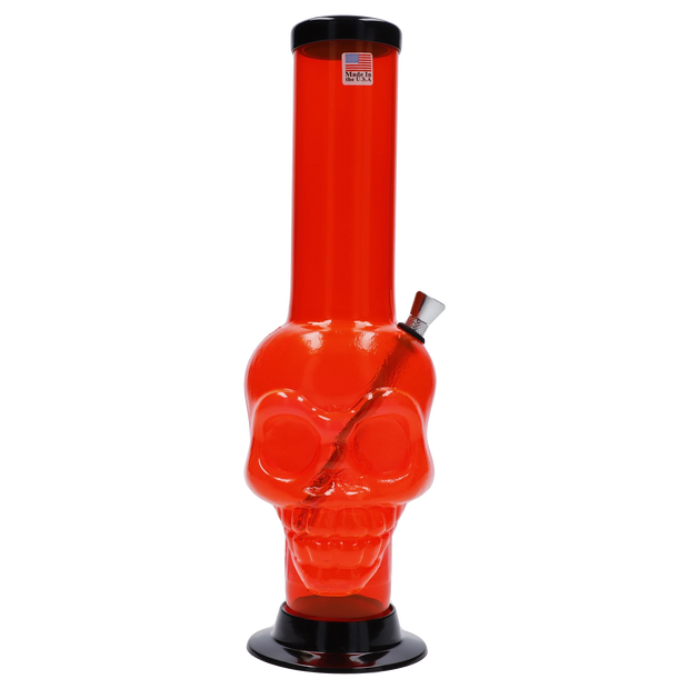 JM Plastics Large Skull Base with Carb Hole Acrylic Water Pipe - 12 in.