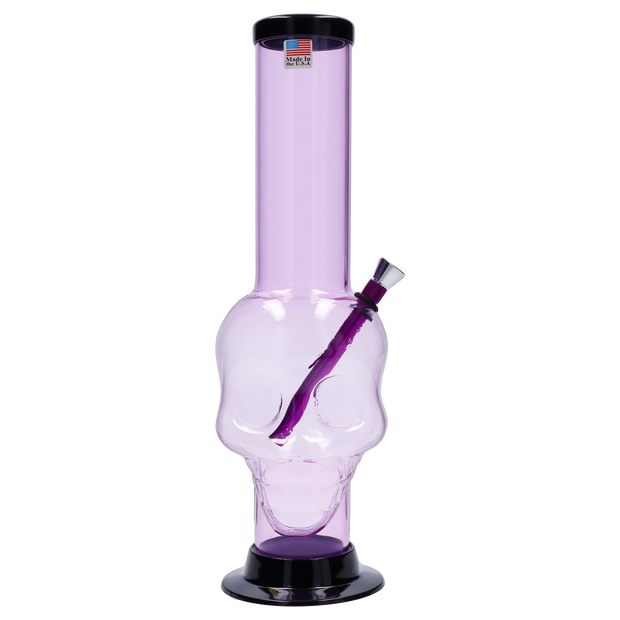 JM Plastics Large Skull Base with Carb Hole Acrylic Water Pipe - 12 in.