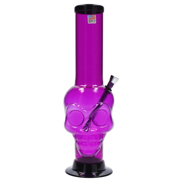 JM Plastics Large Skull Base with Carb Hole Acrylic Water Pipe - 12 in.