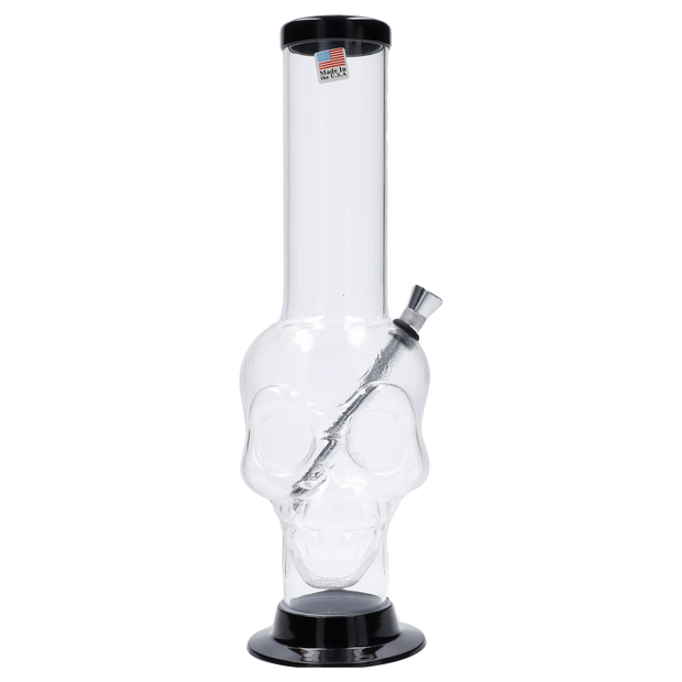 JM Plastics Large Skull Base with Carb Hole Acrylic Water Pipe - 12 in.