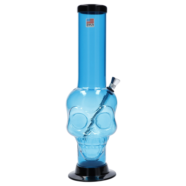 JM Plastics Large Skull Base with Carb Hole Acrylic Water Pipe - 12 in.