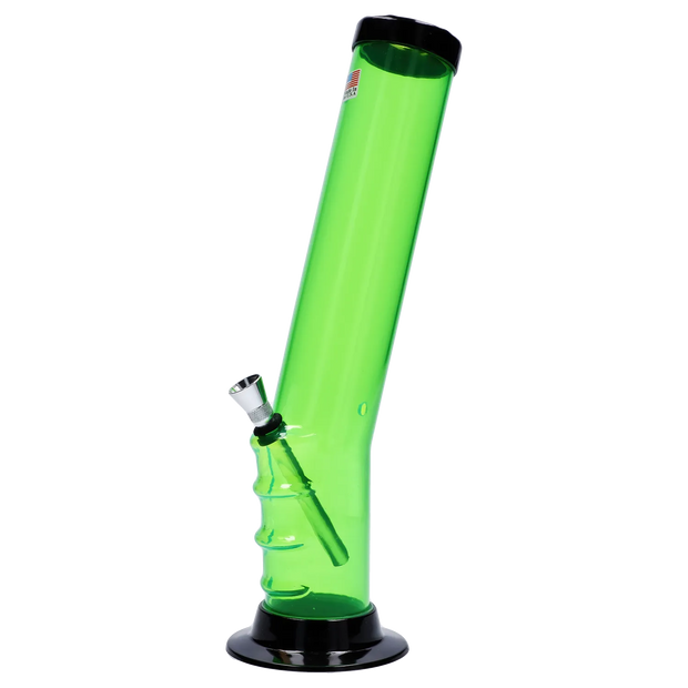 JM Plastics Straight Tube Bent Neck with Grip and Carb Hole Acrylic Water Pipe - 12 in.