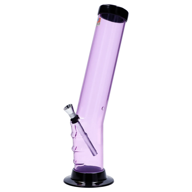 JM Plastics Straight Tube Bent Neck with Grip and Carb Hole Acrylic Water Pipe - 12 in.