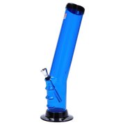 JM Plastics Straight Tube Bent Neck with Grip and Carb Hole Acrylic Water Pipe - 12 in.