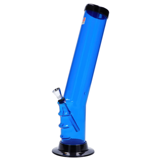 JM Plastics Straight Tube Bent Neck with Grip and Carb Hole Acrylic Water Pipe - 12 in.