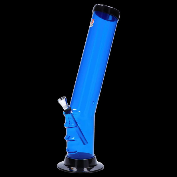 JM Plastics Straight Tube Bent Neck with Grip and Carb Hole Acrylic Water Pipe - 12 in.