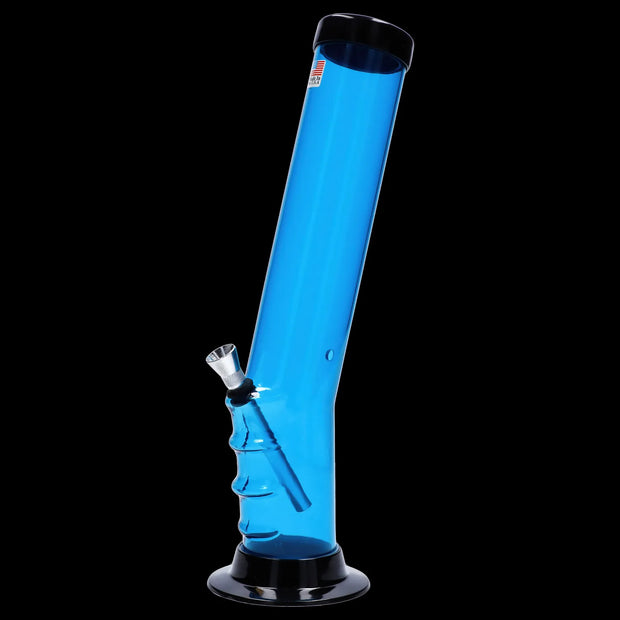JM Plastics Straight Tube Bent Neck with Grip and Carb Hole Acrylic Water Pipe - 12 in.