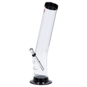 JM Plastics Straight Tube Bent Neck with Grip and Carb Hole Acrylic Water Pipe - 12 in.