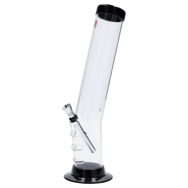JM Plastics Straight Tube Bent Neck with Grip and Carb Hole Acrylic Water Pipe - 12 in.