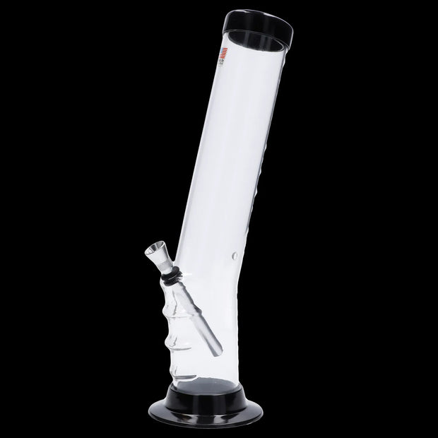JM Plastics Straight Tube Bent Neck with Grip and Carb Hole Acrylic Water Pipe - 12 in.