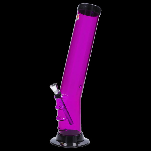 JM Plastics Straight Tube Bent Neck with Grip and Carb Hole Acrylic Water Pipe - 12 in.