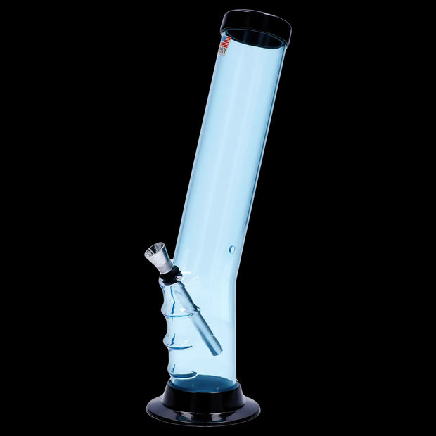 JM Plastics Straight Tube Bent Neck with Grip and Carb Hole Acrylic Water Pipe - 12 in.