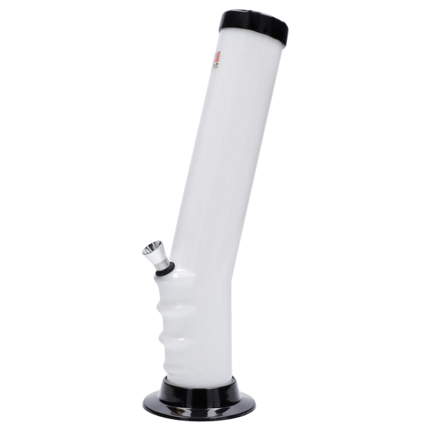 JM Plastics Straight Tube Bent Neck with Grip and Carb Hole Acrylic Water Pipe - 12 in.