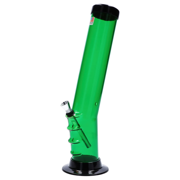 JM Plastics Straight Tube Bent Neck with Grip and Carb Hole Acrylic Water Pipe - 12 in.