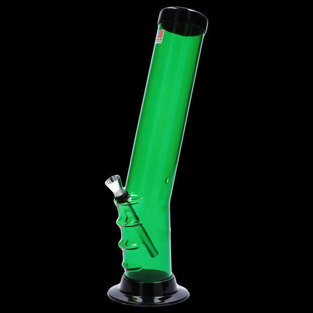 JM Plastics Straight Tube Bent Neck with Grip and Carb Hole Acrylic Water Pipe - 12 in.