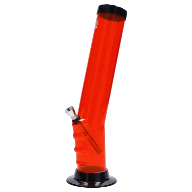 JM Plastics Straight Tube Bent Neck with Grip and Carb Hole Acrylic Water Pipe - 12 in.