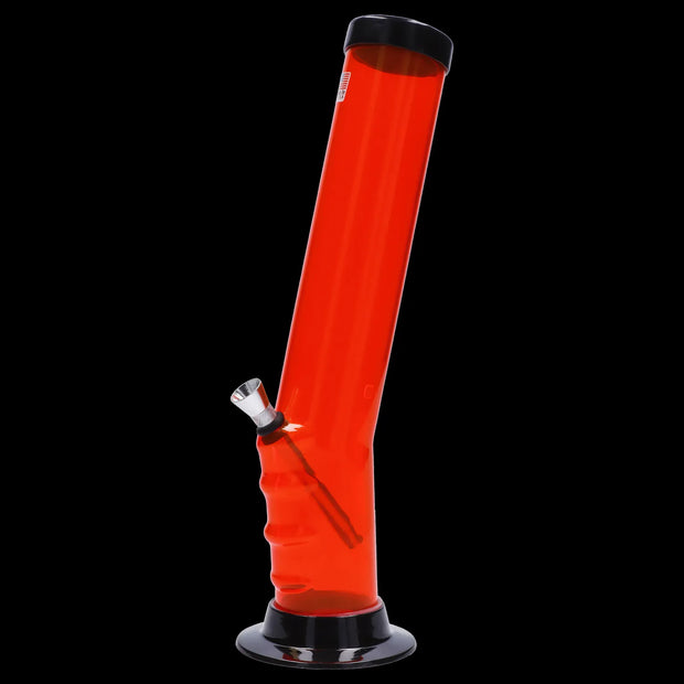 JM Plastics Straight Tube Bent Neck with Grip and Carb Hole Acrylic Water Pipe - 12 in.