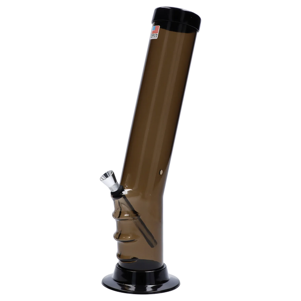 JM Plastics Straight Tube Bent Neck with Grip and Carb Hole Acrylic Water Pipe - 12 in.