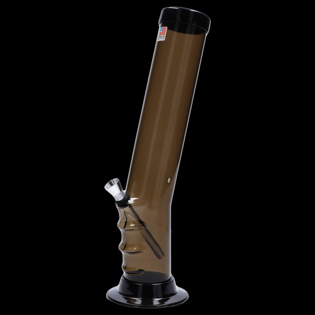 JM Plastics Straight Tube Bent Neck with Grip and Carb Hole Acrylic Water Pipe - 12 in.