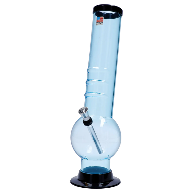 JM Plastics Large Bubble Base with Bent Neck and Grip Acrylic Water Pipe - 12 in.