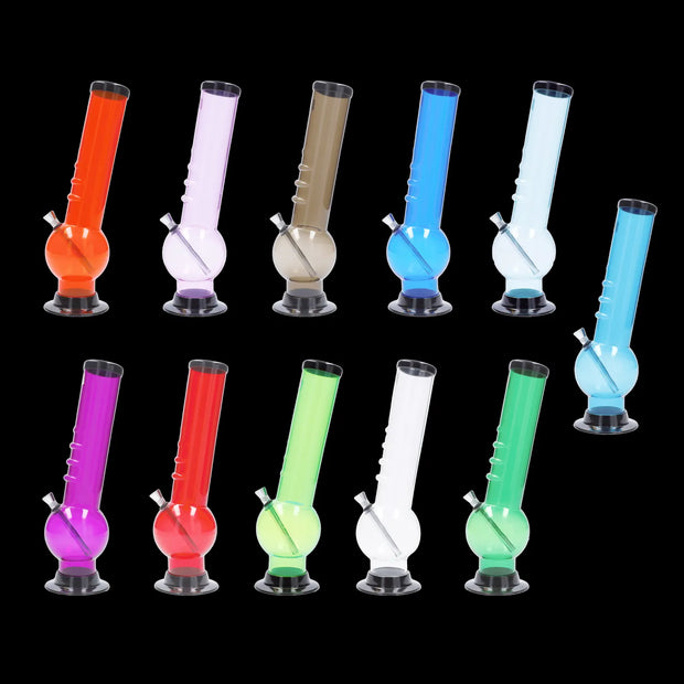 JM Plastics Large Bubble Base with Bent Neck and Grip Acrylic Water Pipe - 12 in.