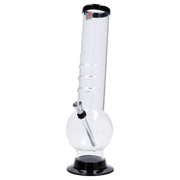 JM Plastics Large Bubble Base with Bent Neck and Grip Acrylic Water Pipe - 12 in.