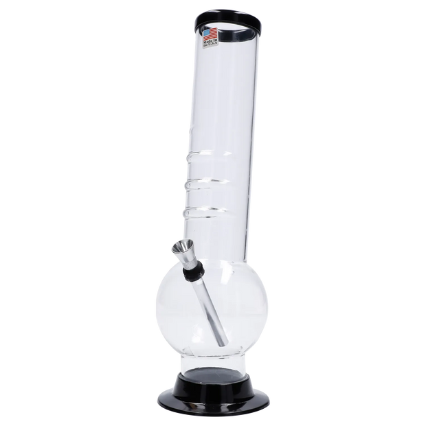 JM Plastics Large Bubble Base with Bent Neck and Grip Acrylic Water Pipe - 12 in.