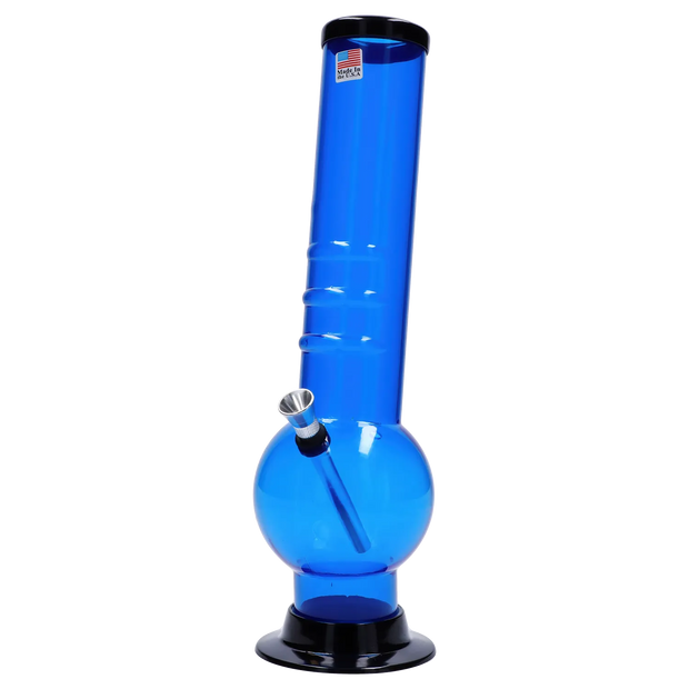 JM Plastics Large Bubble Base with Bent Neck and Grip Acrylic Water Pipe - 12 in.