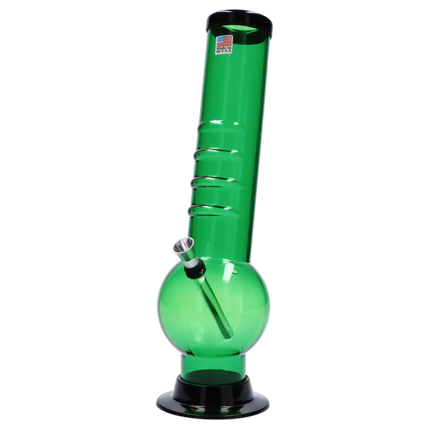 JM Plastics Large Bubble Base with Bent Neck and Grip Acrylic Water Pipe - 12 in.