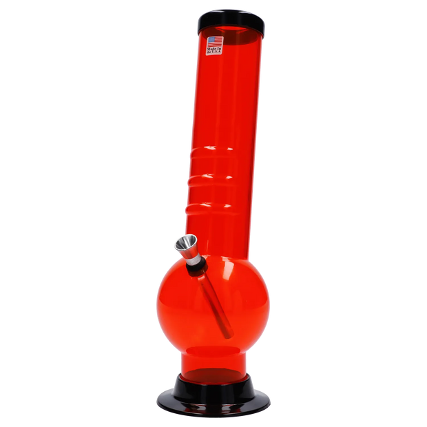 JM Plastics Large Bubble Base with Bent Neck and Grip Acrylic Water Pipe - 12 in.