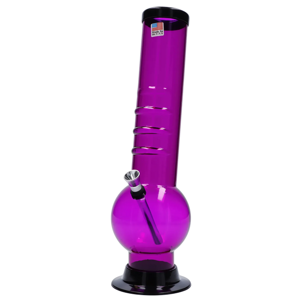 JM Plastics Large Bubble Base with Bent Neck and Grip Acrylic Water Pipe - 12 in.