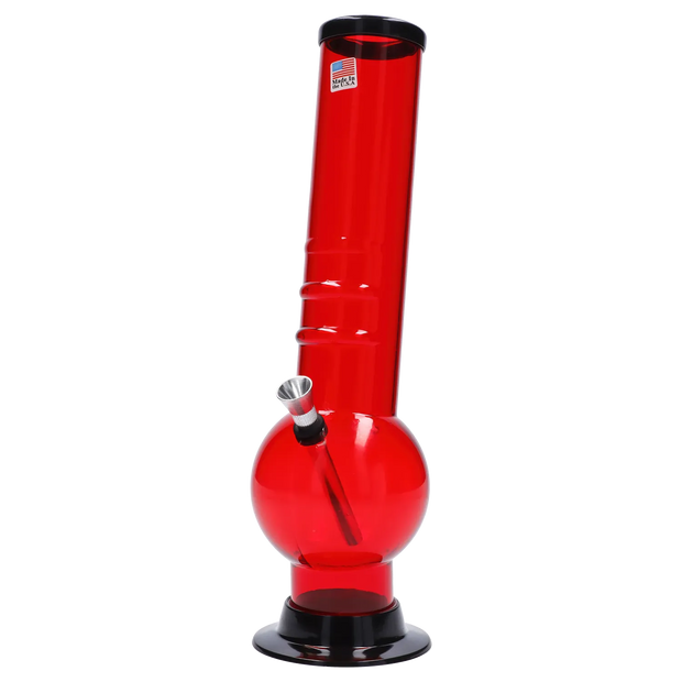 JM Plastics Large Bubble Base with Bent Neck and Grip Acrylic Water Pipe - 12 in.