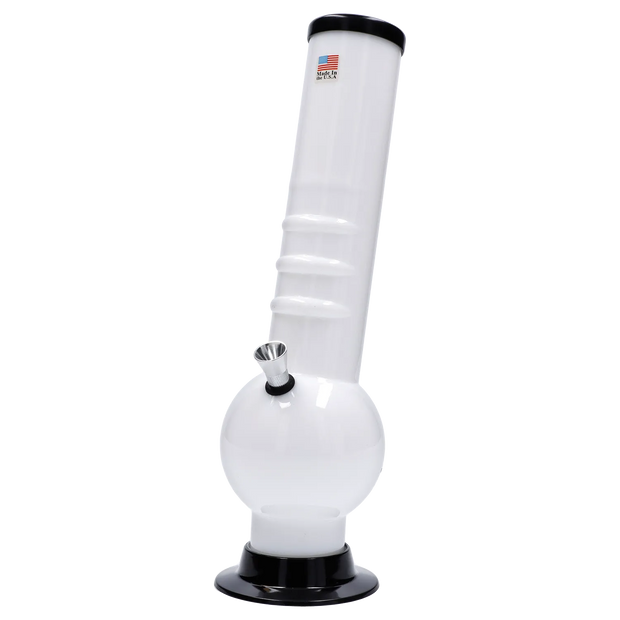 JM Plastics Large Bubble Base with Bent Neck and Grip Acrylic Water Pipe - 12 in.