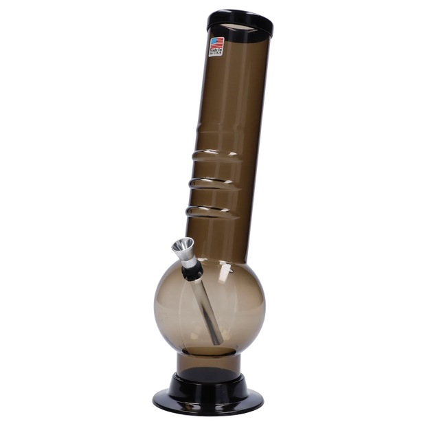 JM Plastics Large Bubble Base with Bent Neck and Grip Acrylic Water Pipe - 12 in.