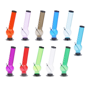 JM Plastics Large Bubble Base with Bent Neck and Grip Acrylic Water Pipe - 12 in.